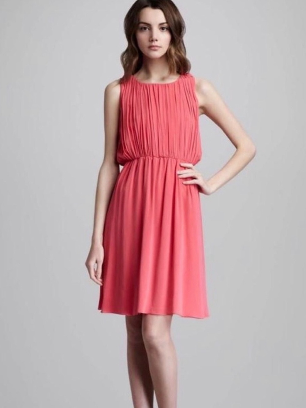Alice + Olivia Meryl Pleated Sleeveless Dress